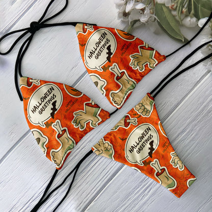 Skull Print Bikini Set - Backless Low Waist Swimsuit for Beach  Halloween Cosplay - ZOOMNSTORE