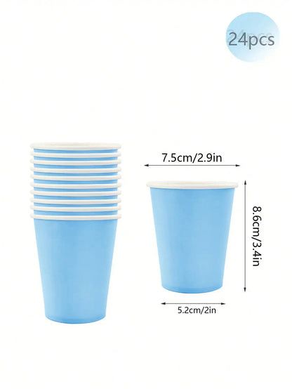 Sky Blue Party Supplies Set - Disposable Plates Spoons Forks Knives - ZOOMNSTORE