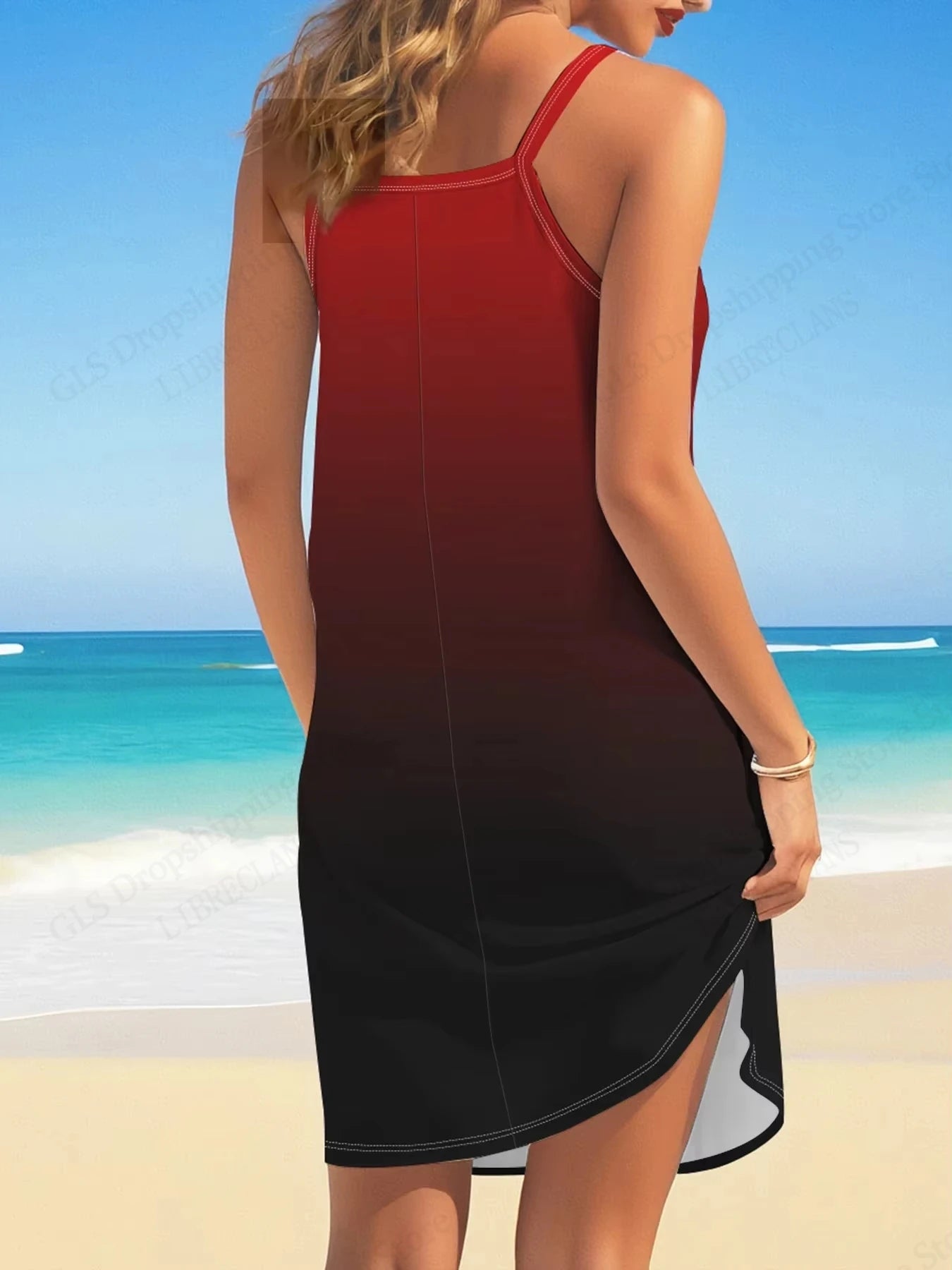 Bohemian Mini Dress - Womens Sleeveless Solid Color Beach Party Dress - ZOOMNSTORE