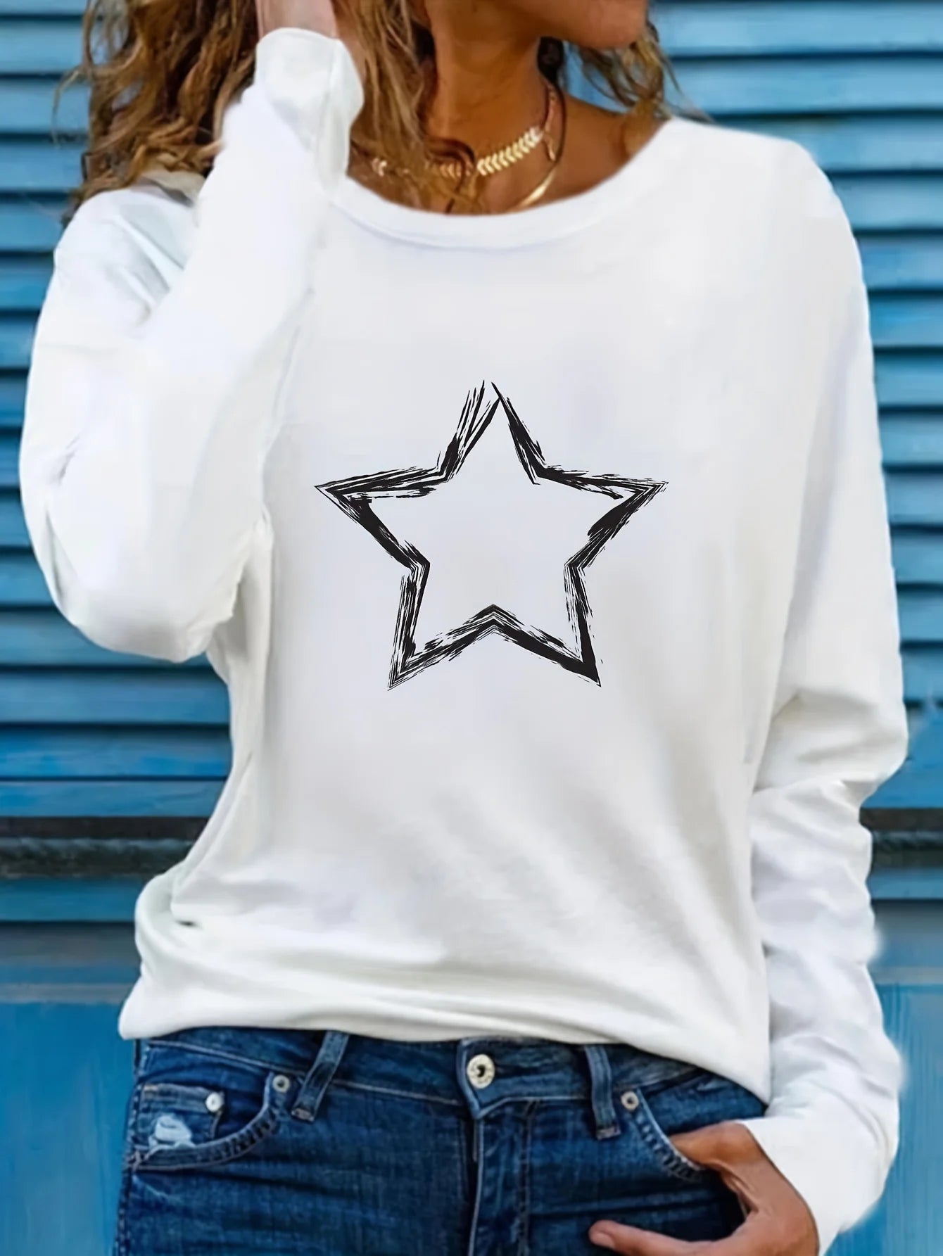 Slim Fit Womens Long Sleeve Cotton T-Shirt - Thin White Top - ZOOMNSTORE