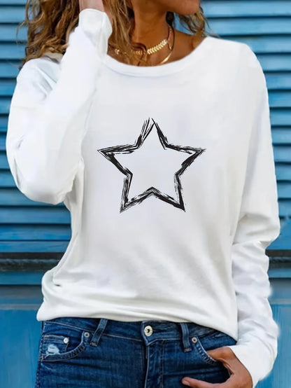 Slim Fit Womens Long Sleeve Cotton T-Shirt - Thin White Top - ZOOMNSTORE
