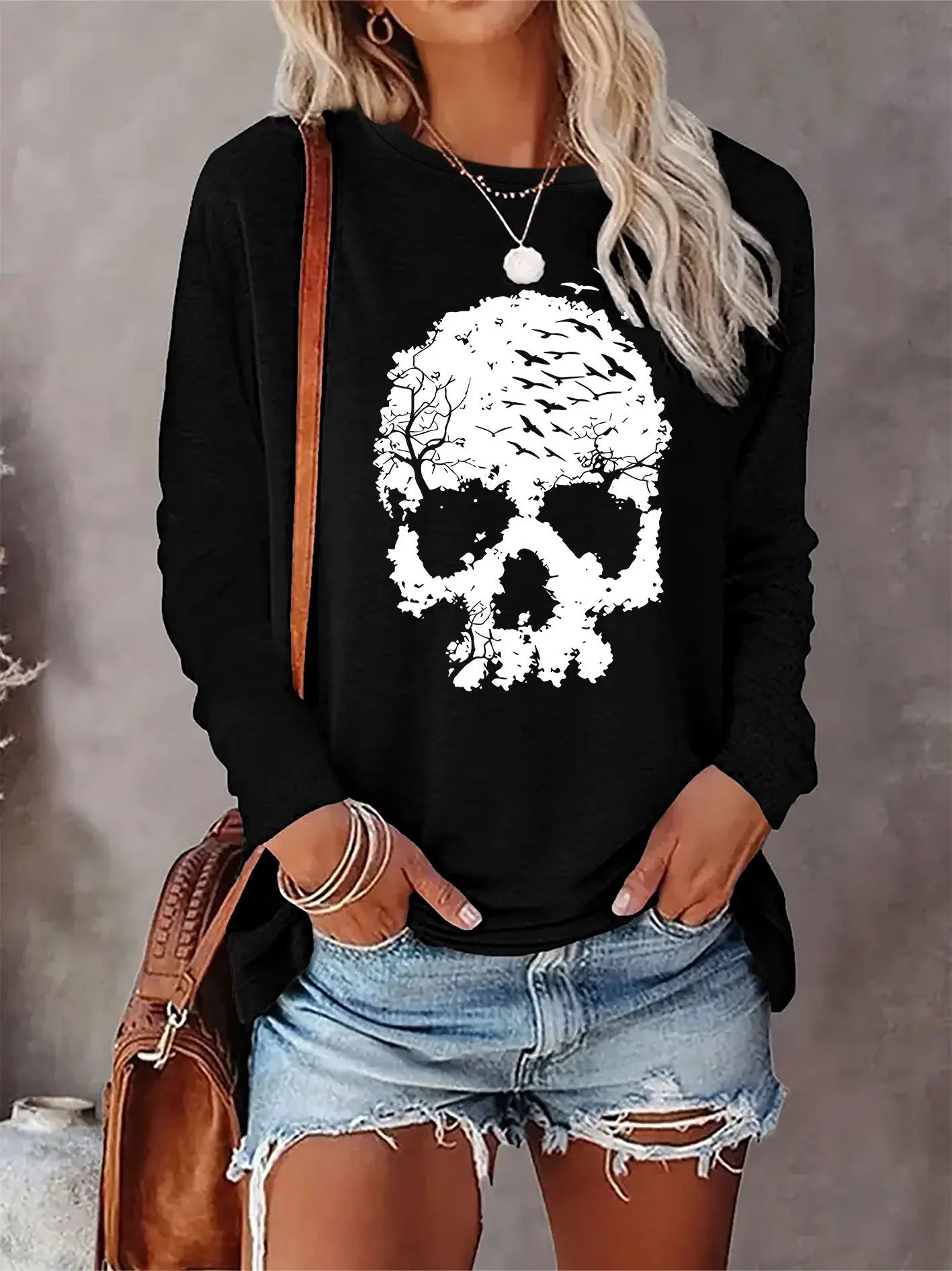 Slim Fit Womens Long Sleeve Cotton T-Shirt - Thin White Top - ZOOMNSTORE