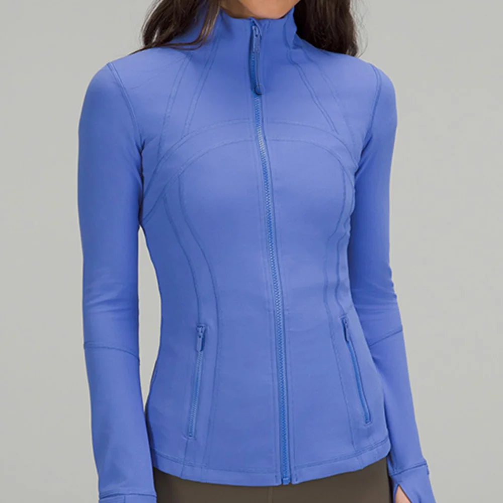 Slim-Fit Zip Jacket - Womens Long Sleeve Training Top for Running  Fitness - ZOOMNSTORE