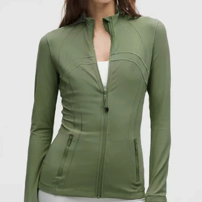 Slim-Fit Zip Jacket - Womens Long Sleeve Training Top for Running  Fitness - ZOOMNSTORE
