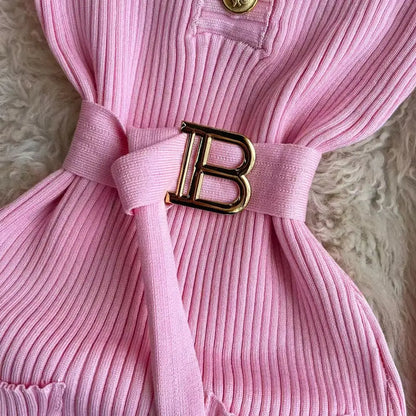 French Style Slim Fit Dress - Autumn Winter Round Collar Wrap Dress - ZOOMNSTORE