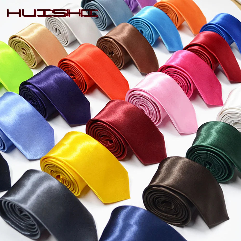 Mens Slim Necktie - 38 Solid Colors Polyester Cravat for Formal and Daily Wear - ZOOMNSTORE