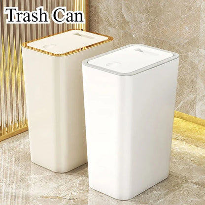 Slim Trash Can - Nordic Covered Garbage Bin with Waterproof One-Touch Lid, Large Capacity - ZOOMNSTORE
