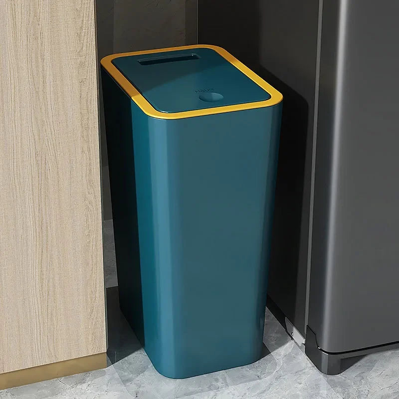 Slim Trash Can - Nordic Covered Garbage Bin with Waterproof One-Touch Lid, Large Capacity - ZOOMNSTORE