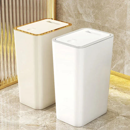 Slim Trash Can - Nordic Covered Garbage Bin with Waterproof One-Touch Lid, Large Capacity - ZOOMNSTORE