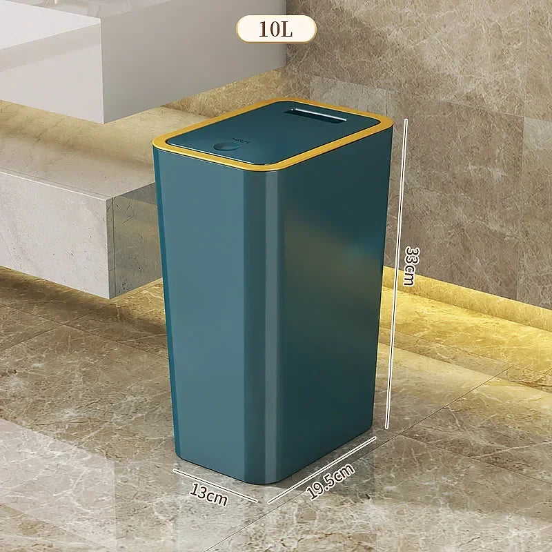 Slim Trash Can - Nordic Covered Garbage Bin with Waterproof One-Touch Lid, Large Capacity - ZOOMNSTORE