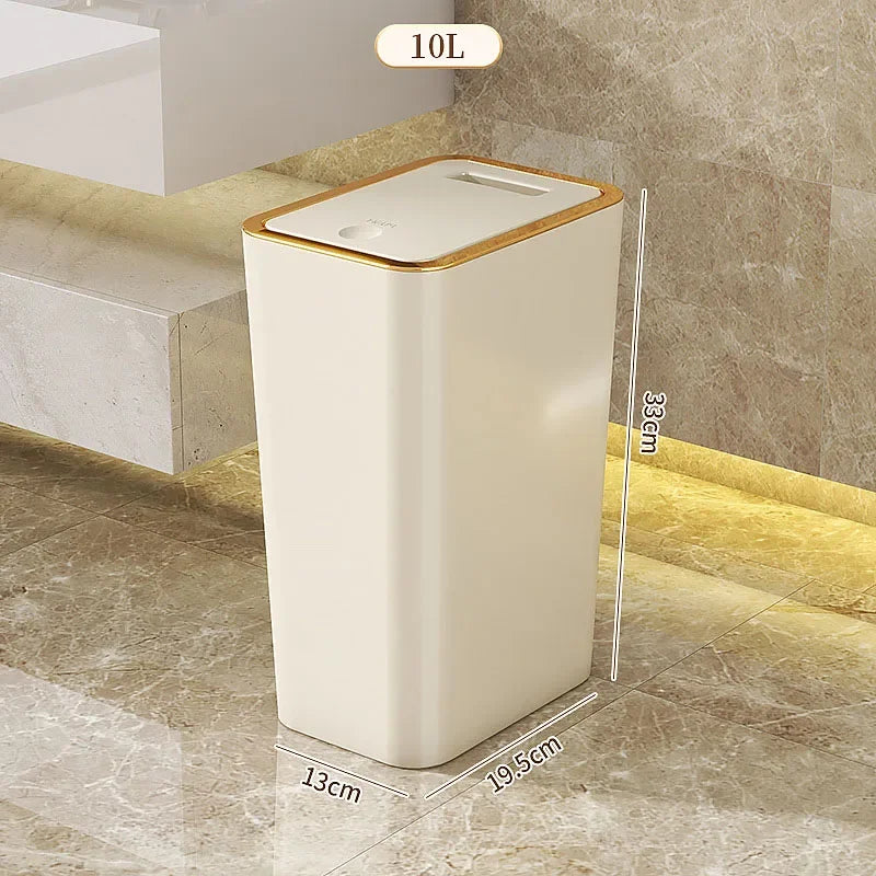 Slim Trash Can - Nordic Covered Garbage Bin with Waterproof One-Touch Lid, Large Capacity - ZOOMNSTORE