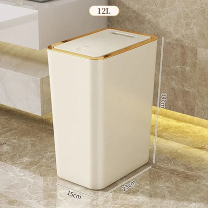 Slim Trash Can - Nordic Covered Garbage Bin with Waterproof One-Touch Lid, Large Capacity - ZOOMNSTORE