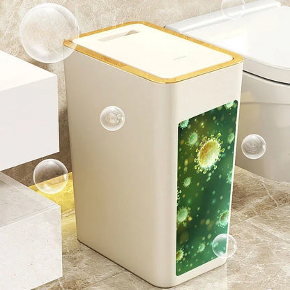 Slim Trash Can - Nordic Covered Garbage Bin with Waterproof One-Touch Lid, Large Capacity - ZOOMNSTORE