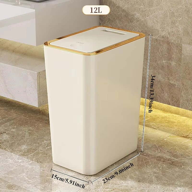 Slim Trash Can - Nordic Covered Garbage Bin with Waterproof One-Touch Lid, Large Capacity - ZOOMNSTORE