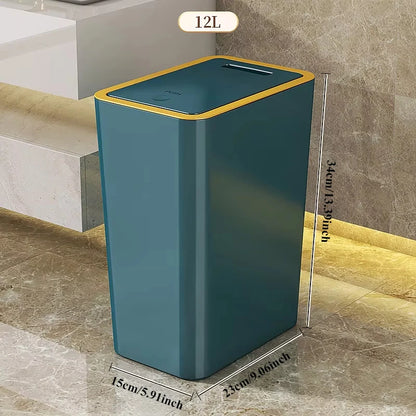 Slim Trash Can - Nordic Covered Garbage Bin with Waterproof One-Touch Lid, Large Capacity - ZOOMNSTORE