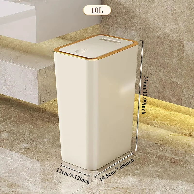 Slim Trash Can - Nordic Covered Garbage Bin with Waterproof One-Touch Lid, Large Capacity - ZOOMNSTORE