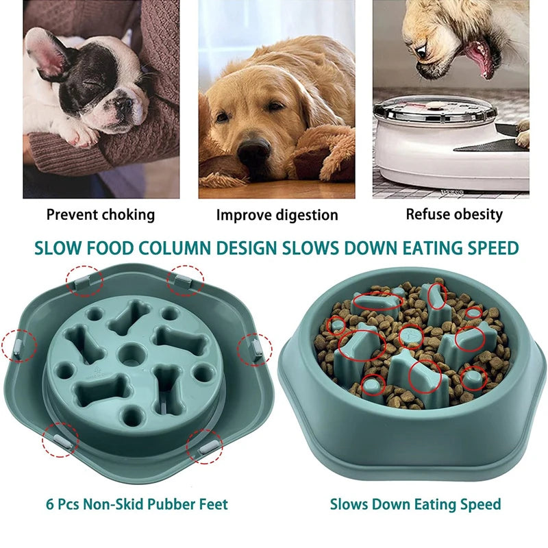 Slow Feeder Dog Bowl - Anti-Choking Non-Slip Puzzle Dish for Small to Medium Dogs - ZOOMNSTORE
