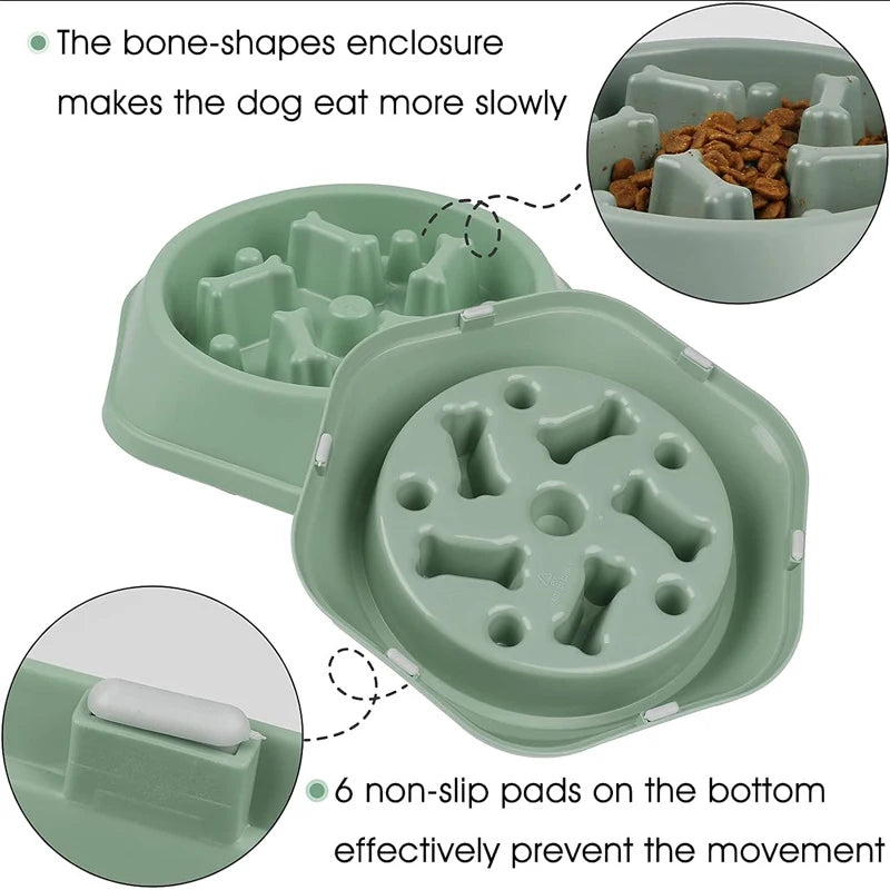 Slow Feeder Dog Bowl - Anti-Choking Non-Slip Puzzle Dish for Small to Medium Dogs - ZOOMNSTORE