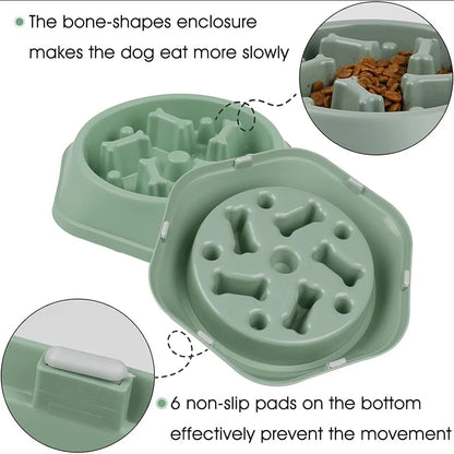 Slow Feeder Dog Bowl - Anti-Choking Non-Slip Puzzle Dish for Small to Medium Dogs - ZOOMNSTORE