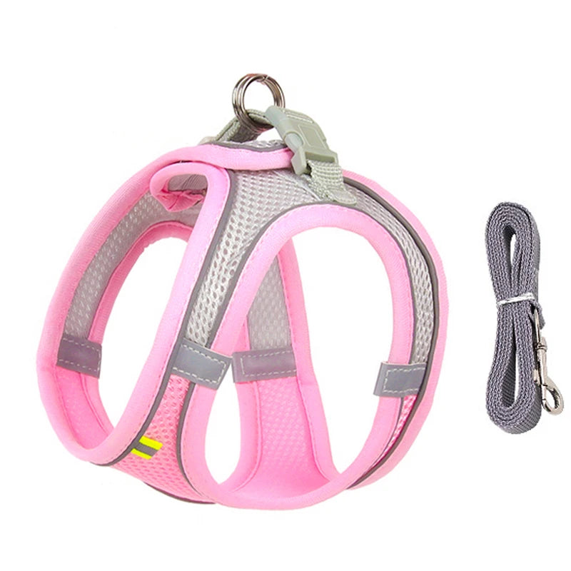 Small Dog Harness and Leash Set - Adjustable Puppy Vest for Bulldogs Chihuahuas and Pugs - ZOOMNSTORE