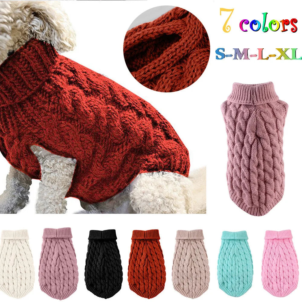 Small Dog Sweater - Knitted Dog Jumper Warm Autumn Winter Pet Clothes - ZOOMNSTORE