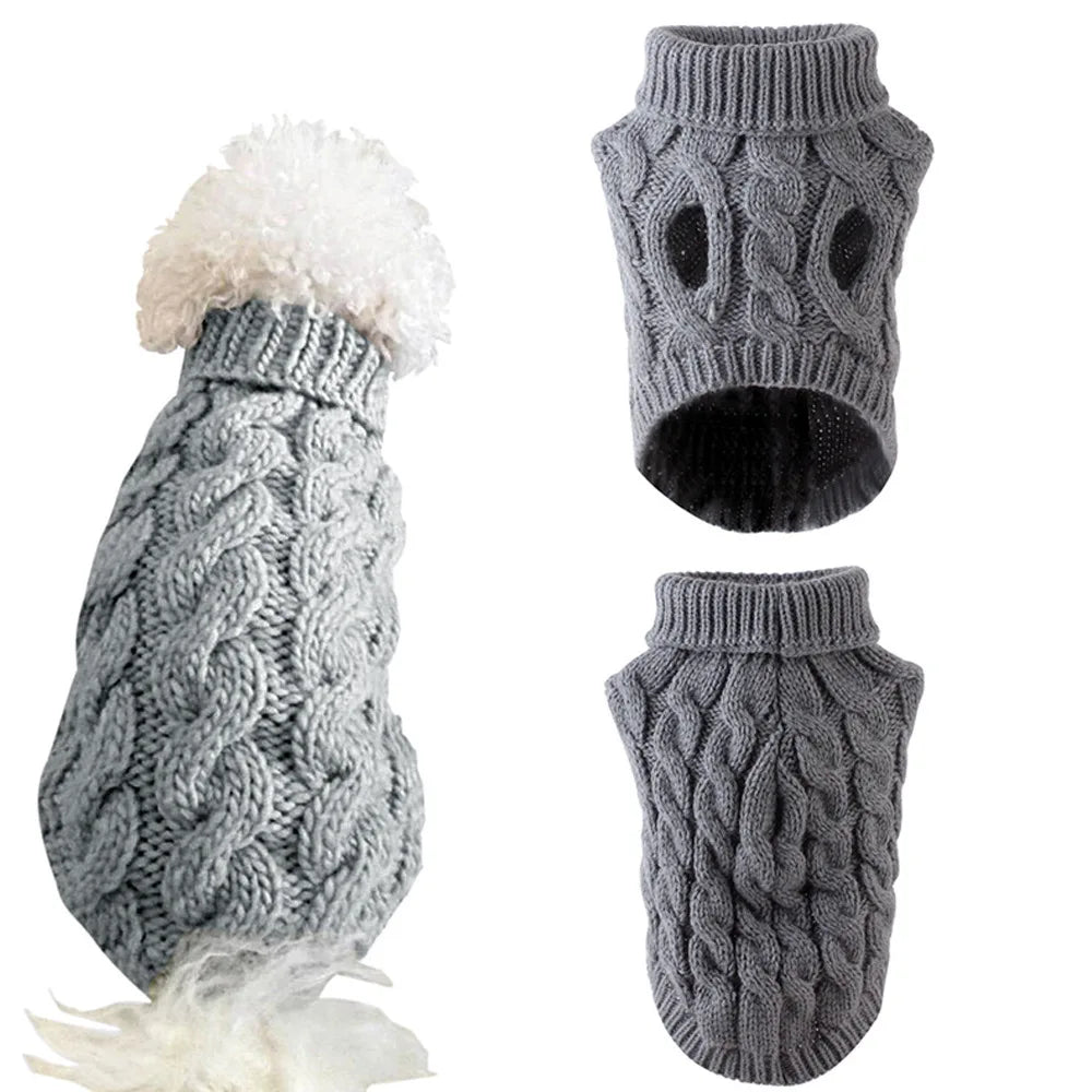 Small Dog Sweater - Knitted Dog Jumper Warm Autumn Winter Pet Clothes - ZOOMNSTORE