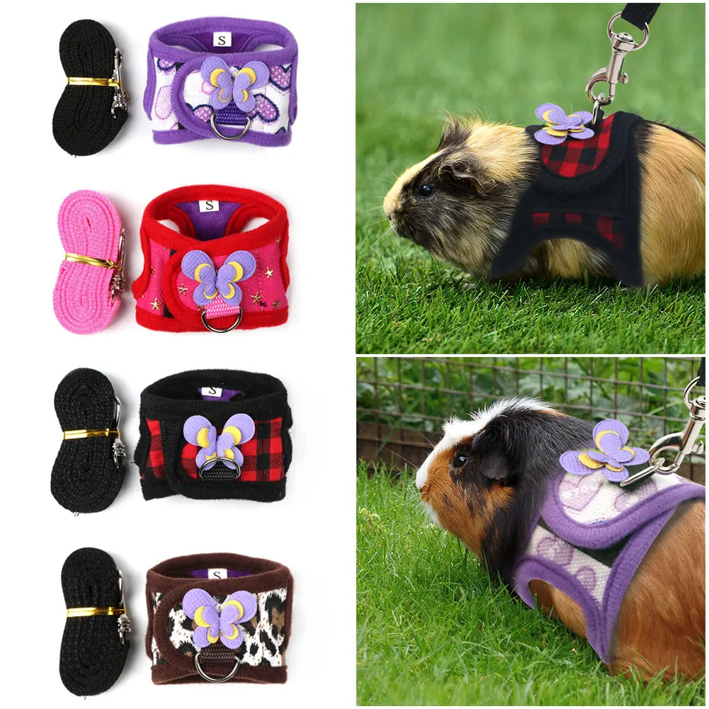 Small Pet Chest Strap Leash - Denim Corset for Chinchillas  Guinea Pigs - ZOOMNSTORE