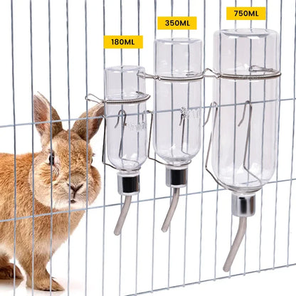 Small Pet Water Bottle - Plastic Rabbit Water Dispenser with Stainless Steel Nozzle, Leak Proof - ZOOMNSTORE
