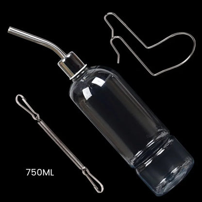 Small Pet Water Bottle - Plastic Rabbit Water Dispenser with Stainless Steel Nozzle, Leak Proof - ZOOMNSTORE