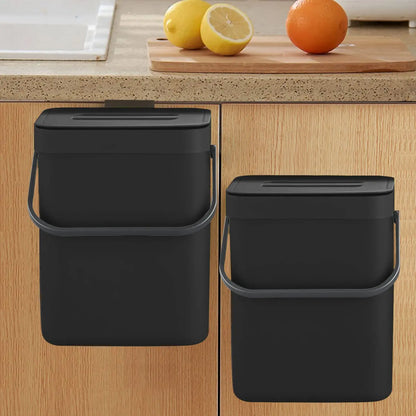 Small Plastic Trash Can - Hanging Under Sink Bin with Lid | Eco Friendly Kitchen Waste Bin - ZOOMNSTORE