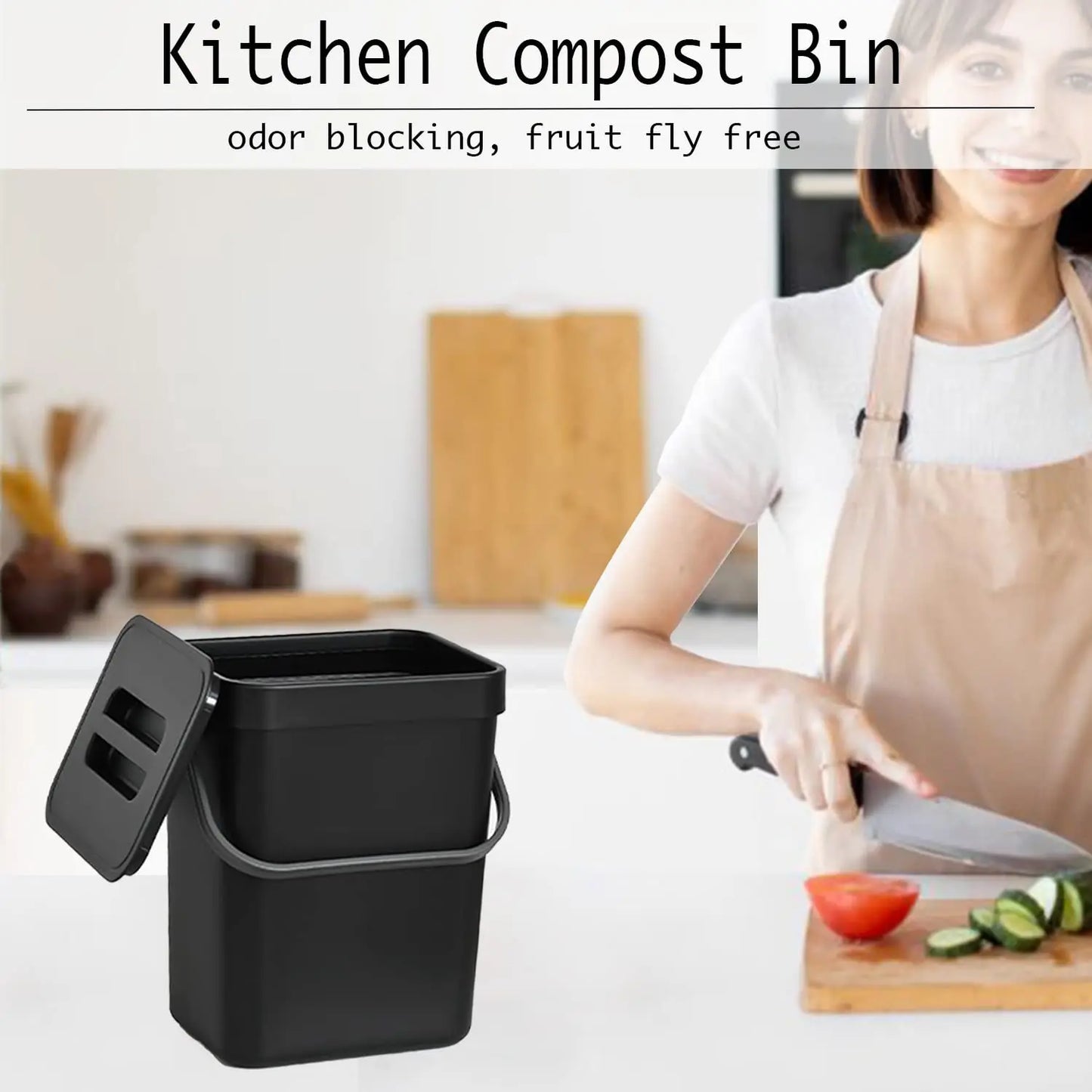 Small Plastic Trash Can - Hanging Under Sink Bin with Lid | Eco Friendly Kitchen Waste Bin - ZOOMNSTORE