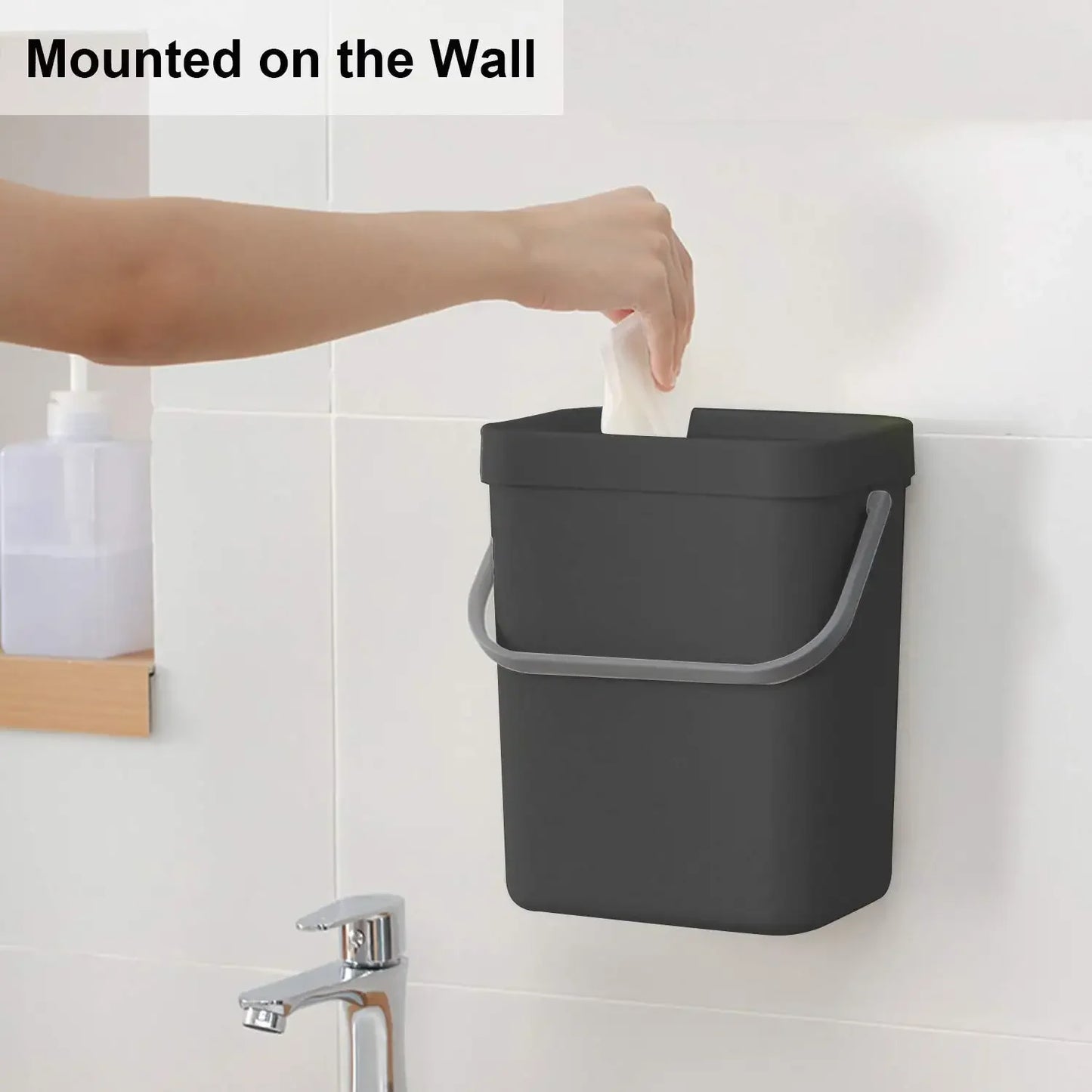 Small Plastic Trash Can - Hanging Under Sink Bin with Lid | Eco Friendly Kitchen Waste Bin - ZOOMNSTORE