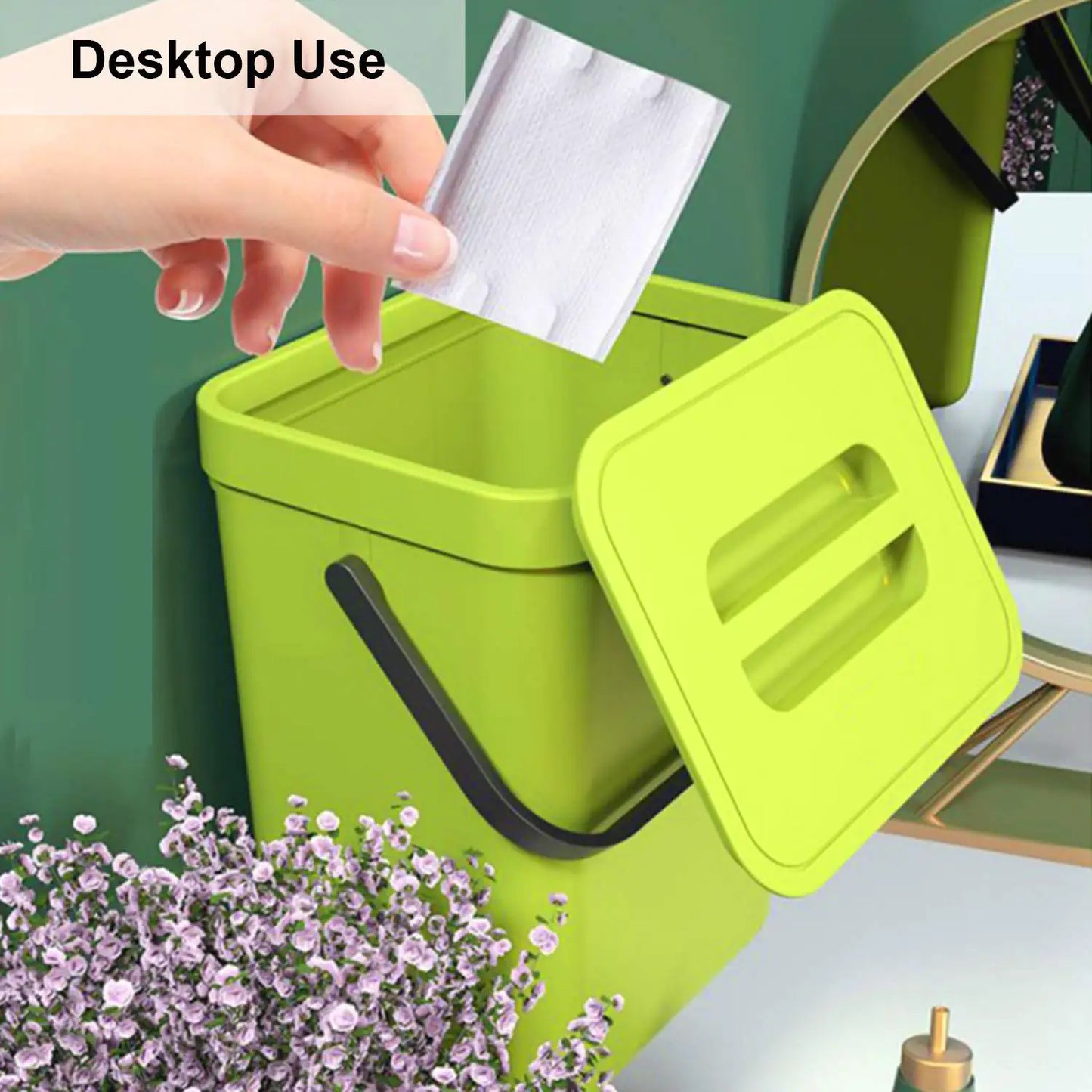 Small Plastic Trash Can - Hanging Under Sink Bin with Lid | Eco Friendly Kitchen Waste Bin - ZOOMNSTORE