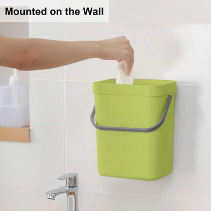 Small Plastic Trash Can - Hanging Under Sink Bin with Lid | Eco Friendly Kitchen Waste Bin - ZOOMNSTORE