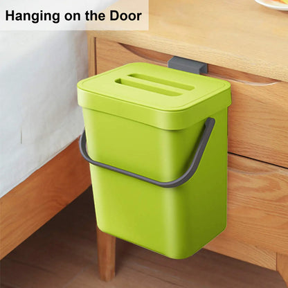 Small Plastic Trash Can - Hanging Under Sink Bin with Lid | Eco Friendly Kitchen Waste Bin - ZOOMNSTORE