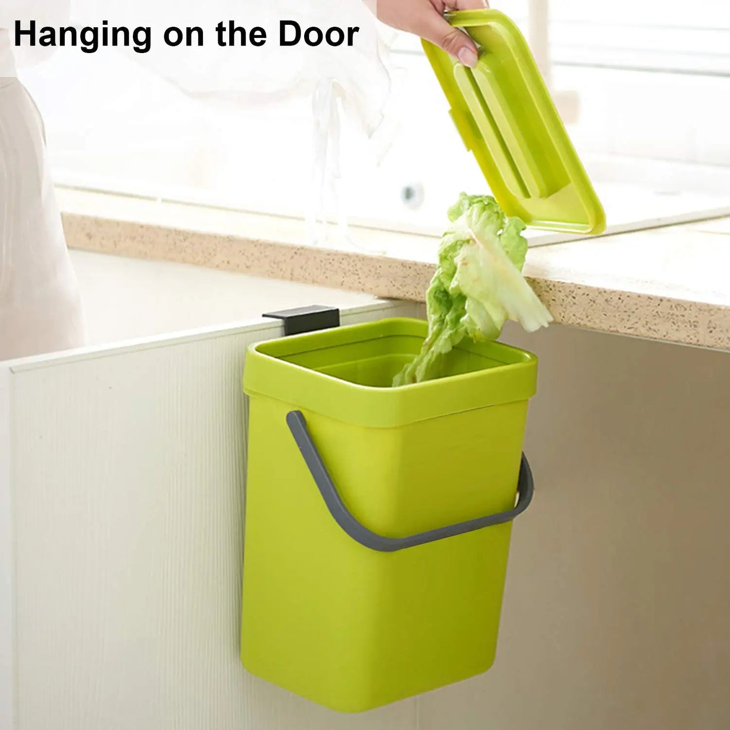 Small Plastic Trash Can - Hanging Under Sink Bin with Lid | Eco Friendly Kitchen Waste Bin - ZOOMNSTORE
