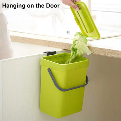 Small Plastic Trash Can - Hanging Under Sink Bin with Lid | Eco Friendly Kitchen Waste Bin - ZOOMNSTORE