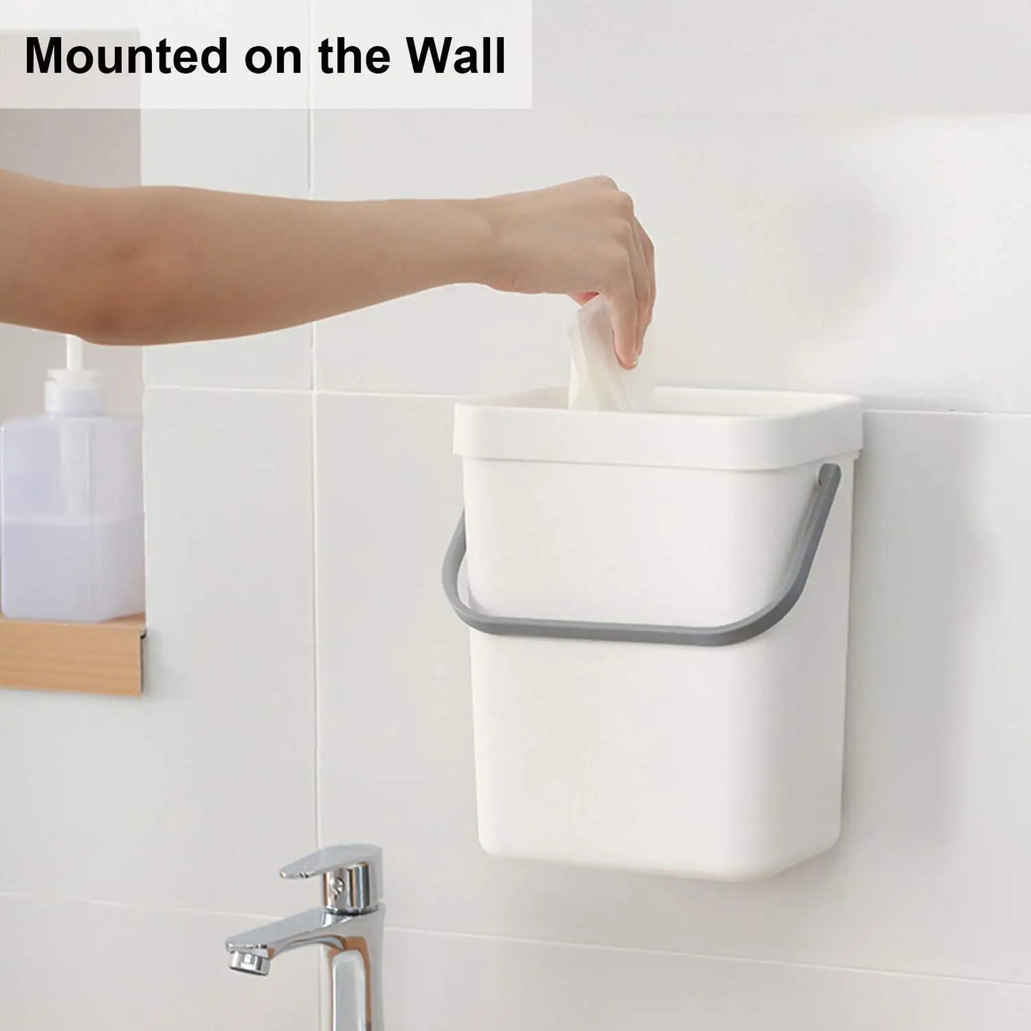 Small Plastic Trash Can - Hanging Under Sink Bin with Lid | Eco Friendly Kitchen Waste Bin - ZOOMNSTORE