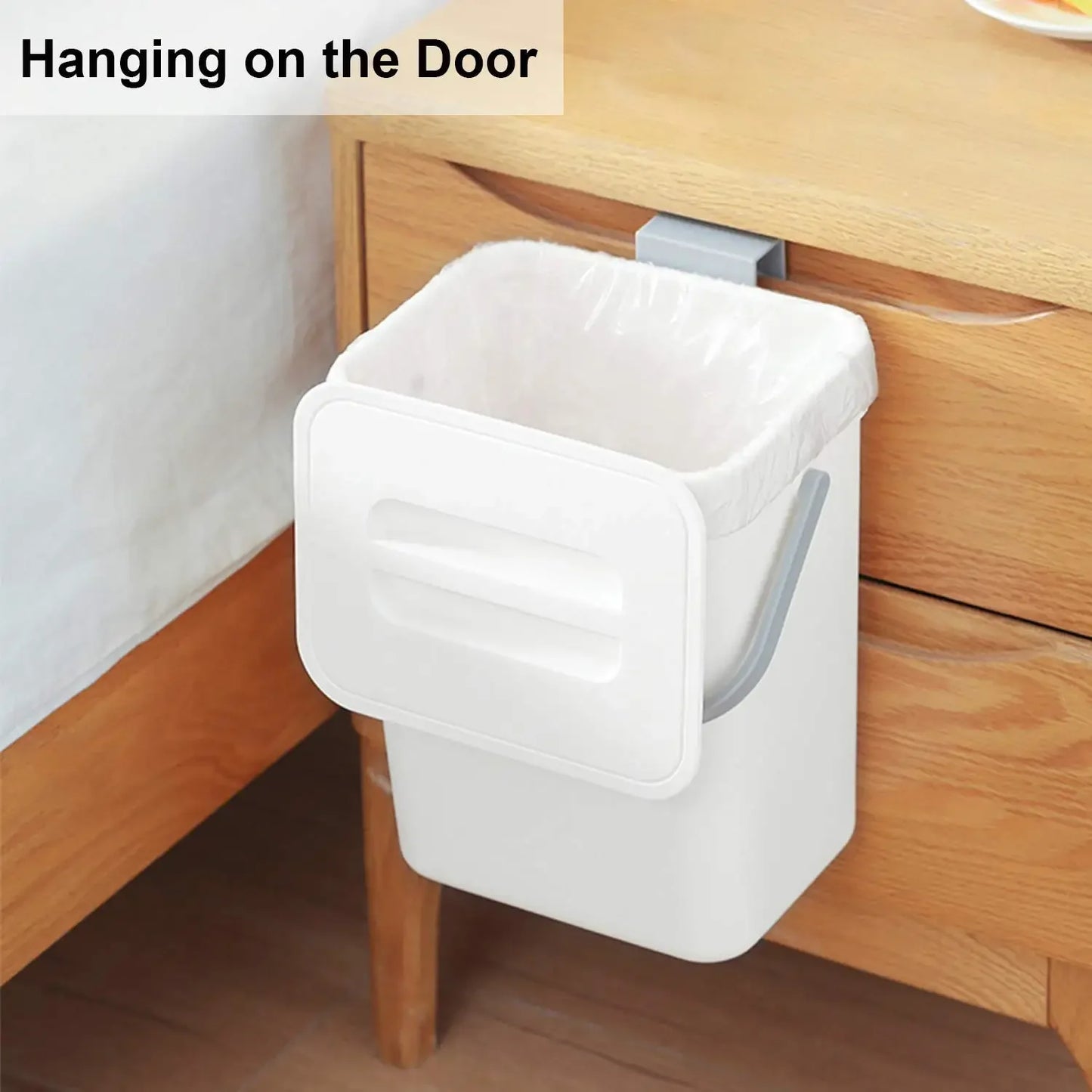 Small Plastic Trash Can - Hanging Under Sink Bin with Lid | Eco Friendly Kitchen Waste Bin - ZOOMNSTORE