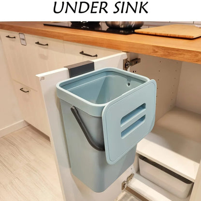 Hanging Small Trash Can with Lid - Under-Sink Food Waste Bin for Kitchen and Bathroom - ZOOMNSTORE