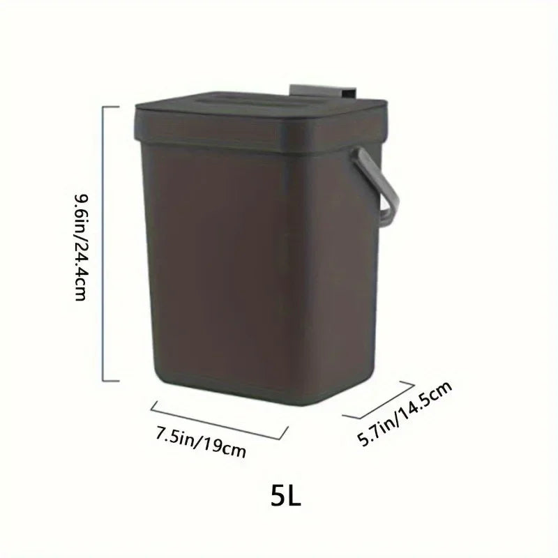Hanging Small Trash Can with Lid - Under-Sink Food Waste Bin for Kitchen and Bathroom - ZOOMNSTORE
