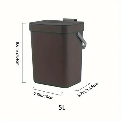 Hanging Small Trash Can with Lid - Under-Sink Food Waste Bin for Kitchen and Bathroom - ZOOMNSTORE