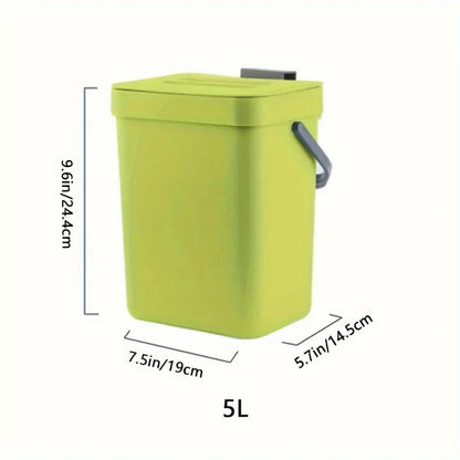 Hanging Small Trash Can with Lid - Under-Sink Food Waste Bin for Kitchen and Bathroom - ZOOMNSTORE
