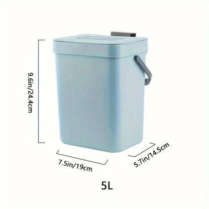 Hanging Small Trash Can with Lid - Under-Sink Food Waste Bin for Kitchen and Bathroom - ZOOMNSTORE