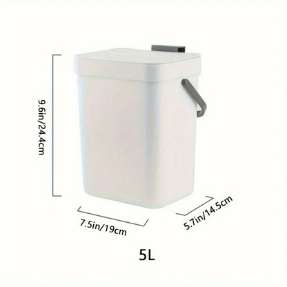 Hanging Small Trash Can with Lid - Under-Sink Food Waste Bin for Kitchen and Bathroom - ZOOMNSTORE