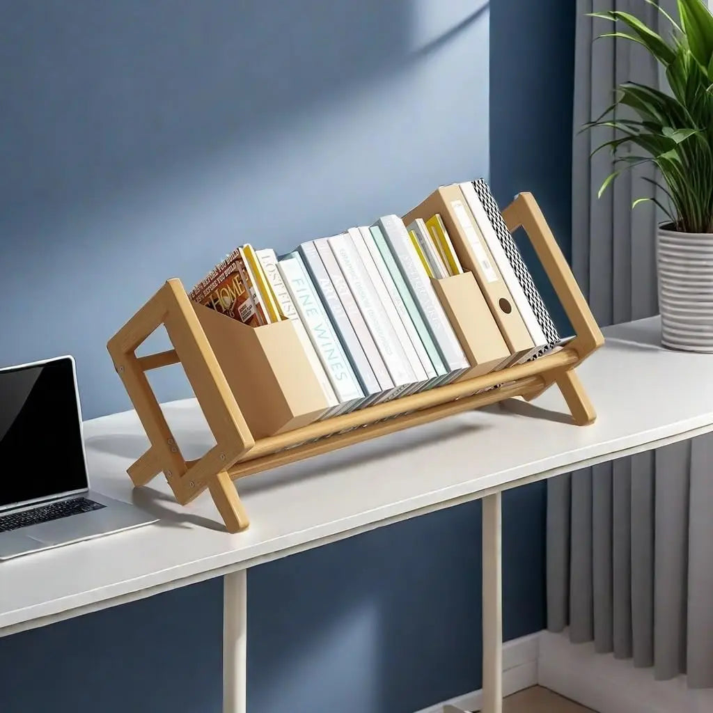 Small Wood Bookshelf - Compact Bookcase Shelf With Wooden Shelves Home Office - ZOOMNSTORE