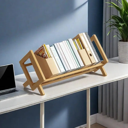 Small Wood Bookshelf - Compact Bookcase Shelf With Wooden Shelves Home Office - ZOOMNSTORE