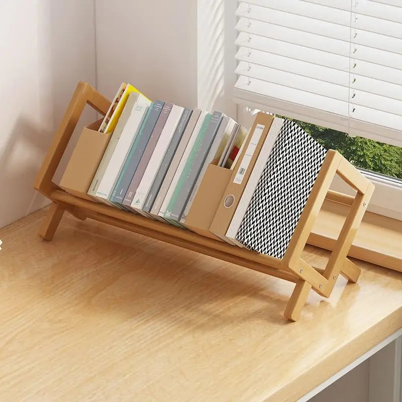 Small Wood Bookshelf - Compact Bookcase Shelf With Wooden Shelves Home Office - ZOOMNSTORE