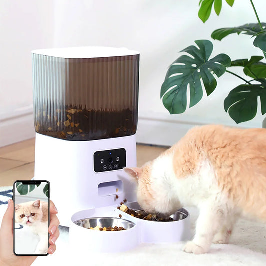 Smart Automatic Cat Feeder with Camera - 5L Double Bowls Pet Food Dispenser - ZOOMNSTORE
