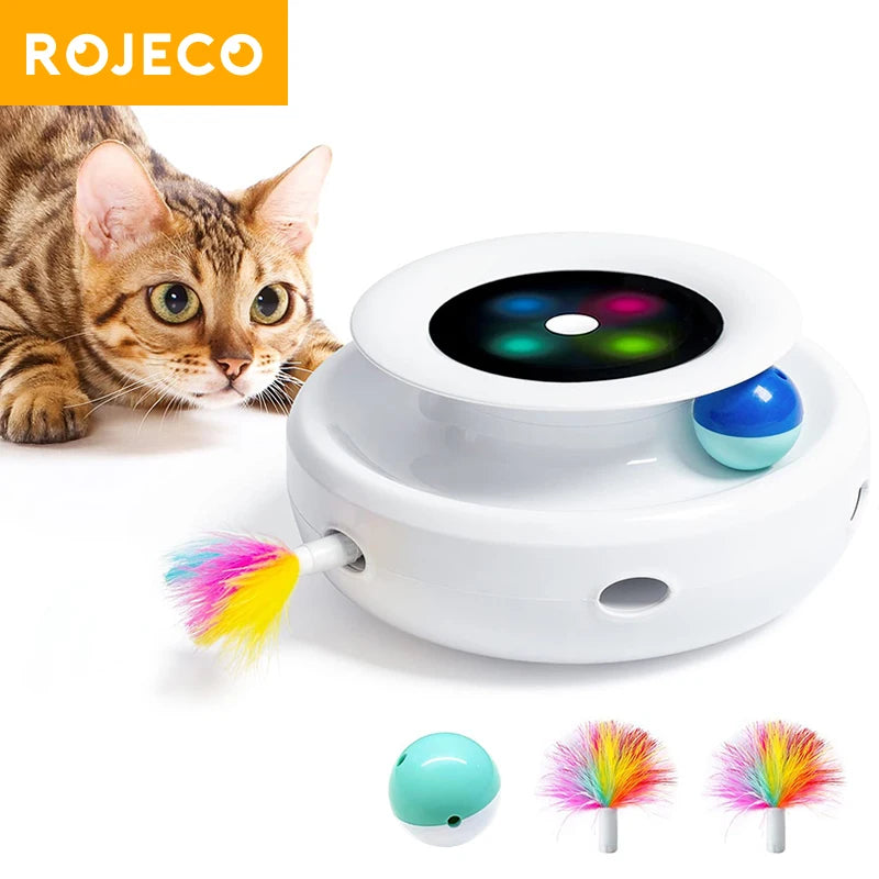 Smart Cat Toy - 2 in 1 Automatic Feather Fun Ball Set | Interactive Pet Accessories - ZOOMNSTORE
